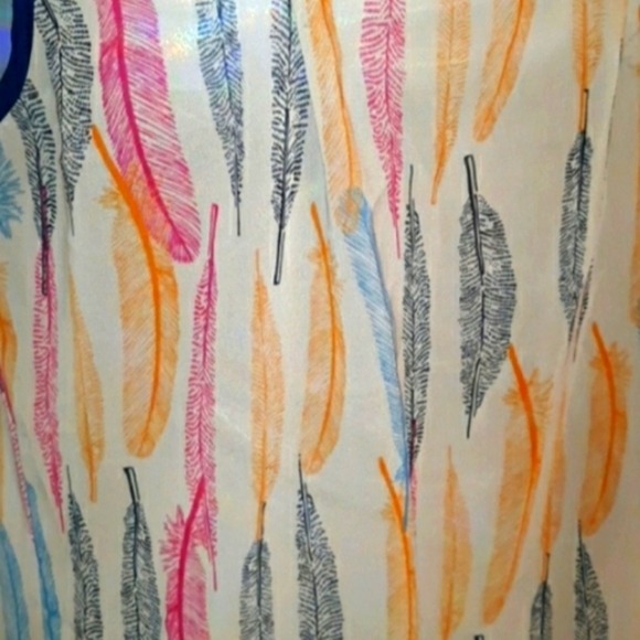 ☆Like New☆LORD & TAYLOR☆Juniors Neon Sheer Feather Print Tank☆So Pretty☆Medium - Picture 5 of 12